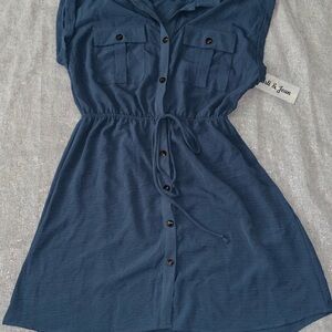Blue Sleeveless A-Line Mini Dress